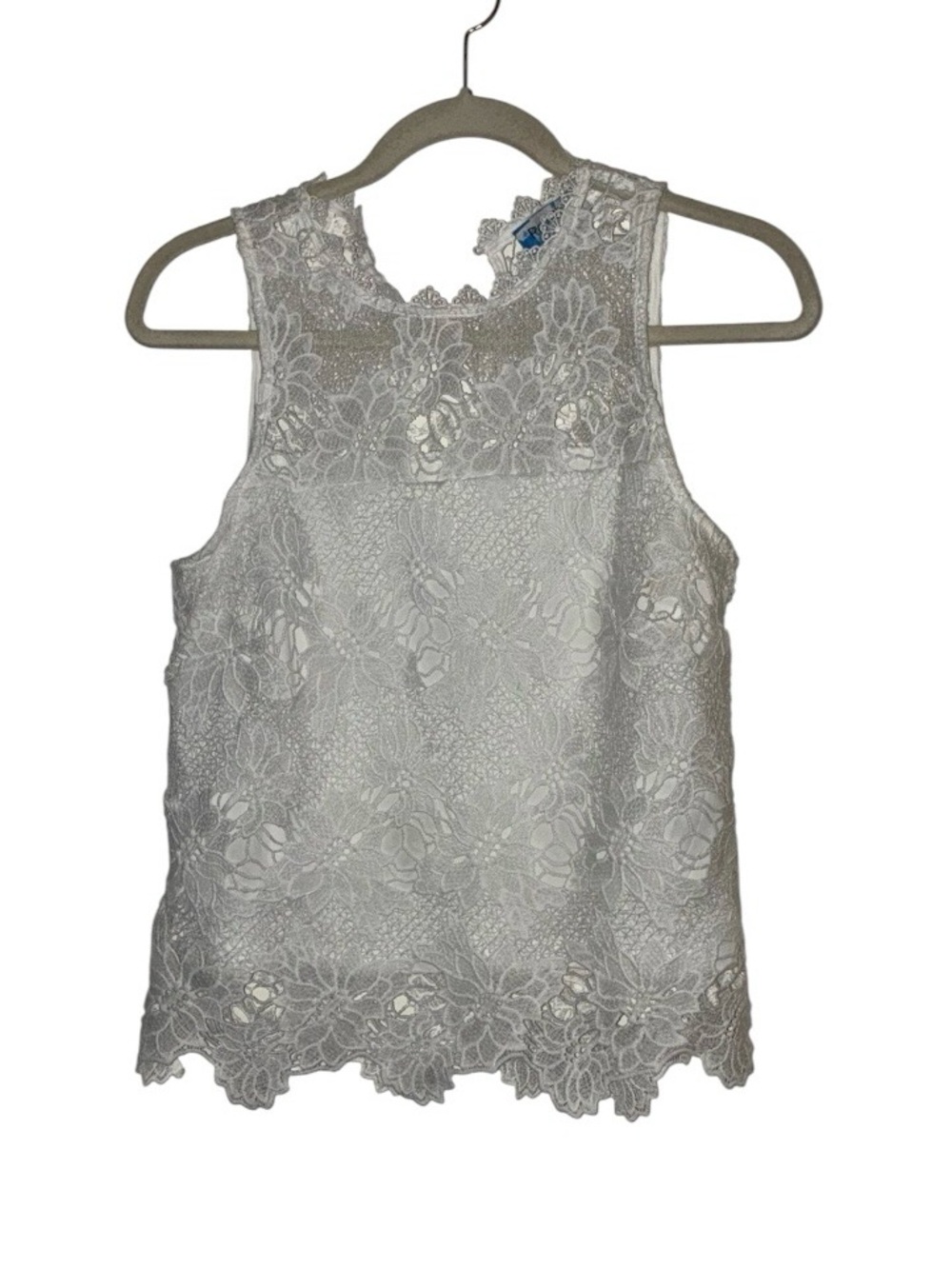 Rebellion White Lace‎ Sleeveless Women's Top Sz L